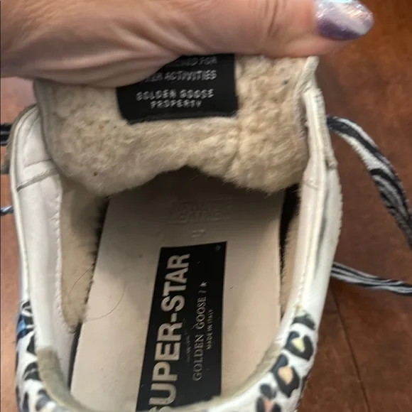 Golden Goose White Sneakers with Glitter Star and Animal Print 7.5 - Picture 5 of 5